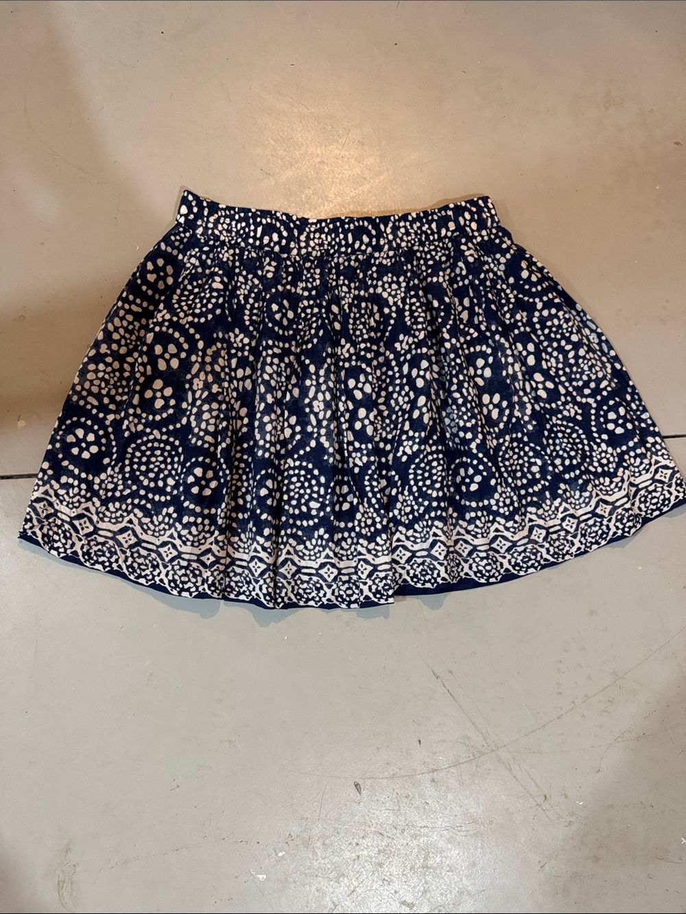 Vince Camuto Navy and White Printed A-Line Skirt